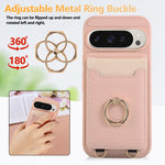 Lychee Grain Leather Dual-Strap Lanyard Case with Metal Ring Holder for Google Pixel 11 Series