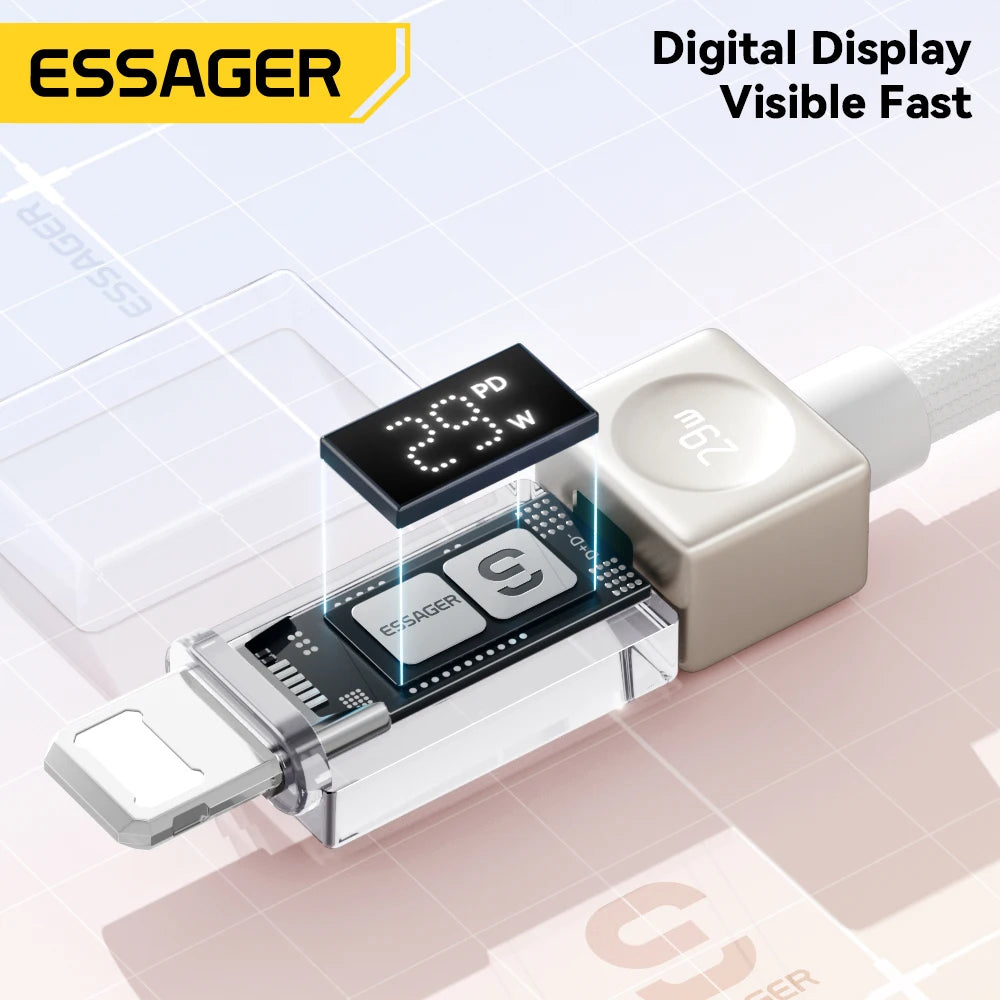 Essager PD 29W Fast Charging USB-C to Lightning Cable with Digital Display