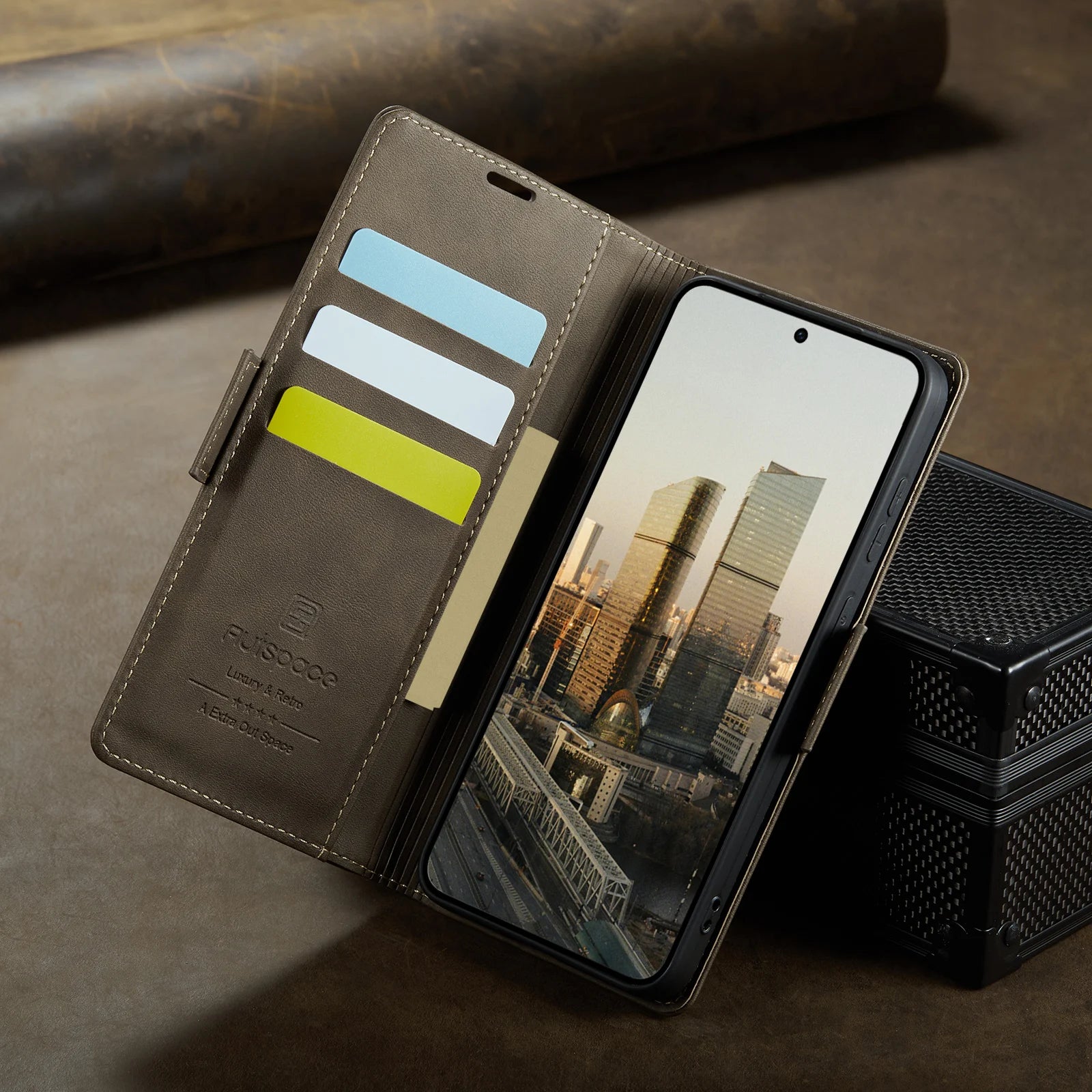 Premium Leather Flip Wallet Book Case for Samsung Galaxy S25 Edge