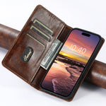 Premium Leather Flip Wallet Case for iPhone 15 Series