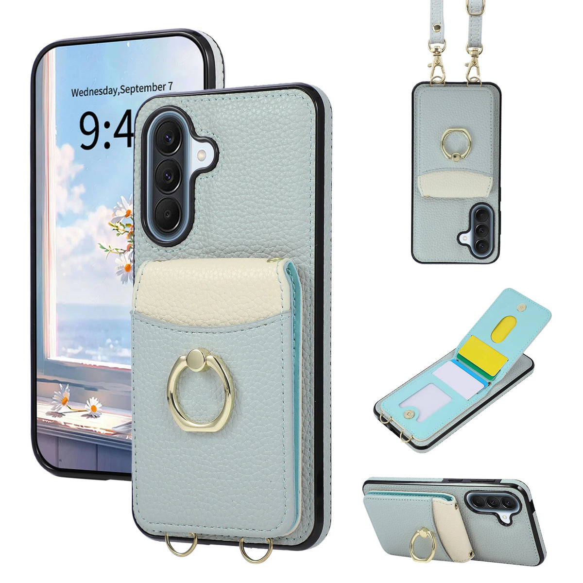 Dual Detachable Lanyard Crossbody Wallet Case for Samsung Galaxy A56