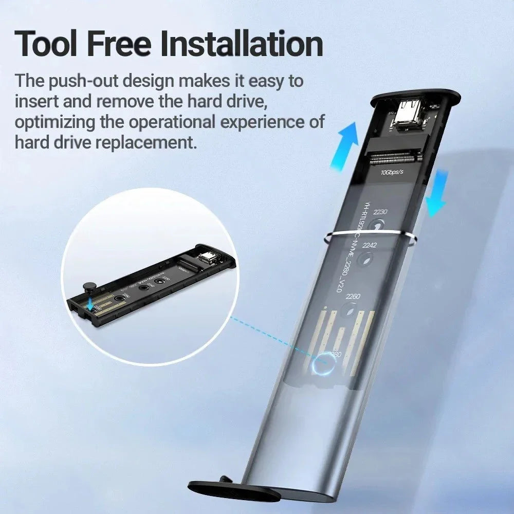 KEBIDUMEI Tool-Free M.2 SSD External Enclosure USB 3.2