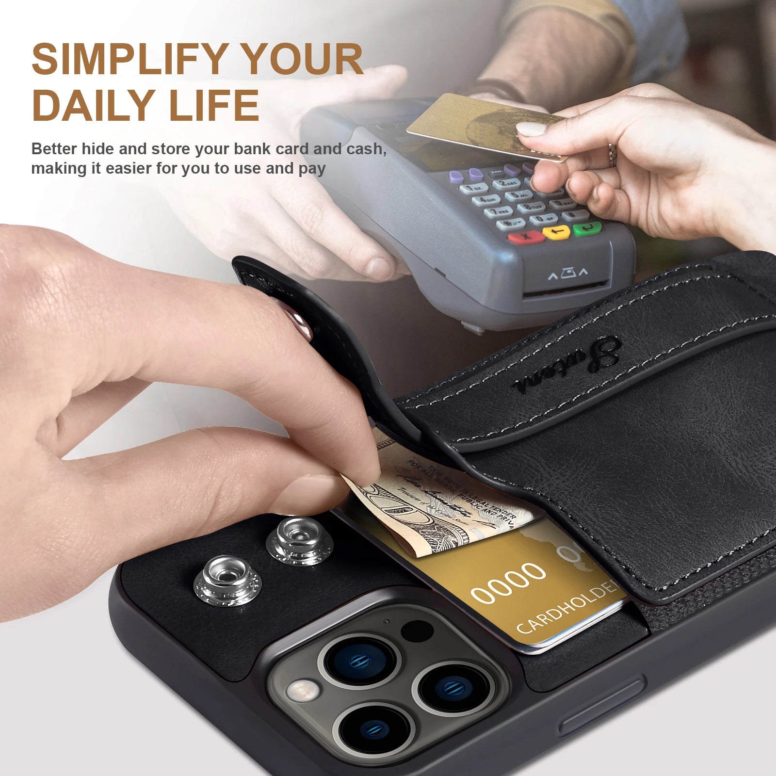 Premium Leather Wallet Case with Card Slot for iPhone 15 Series