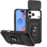 iPhone 17 Series Military-Grade Drop Protection PC+TPU Case with Magnetic Ring and Sliding Lens Protection