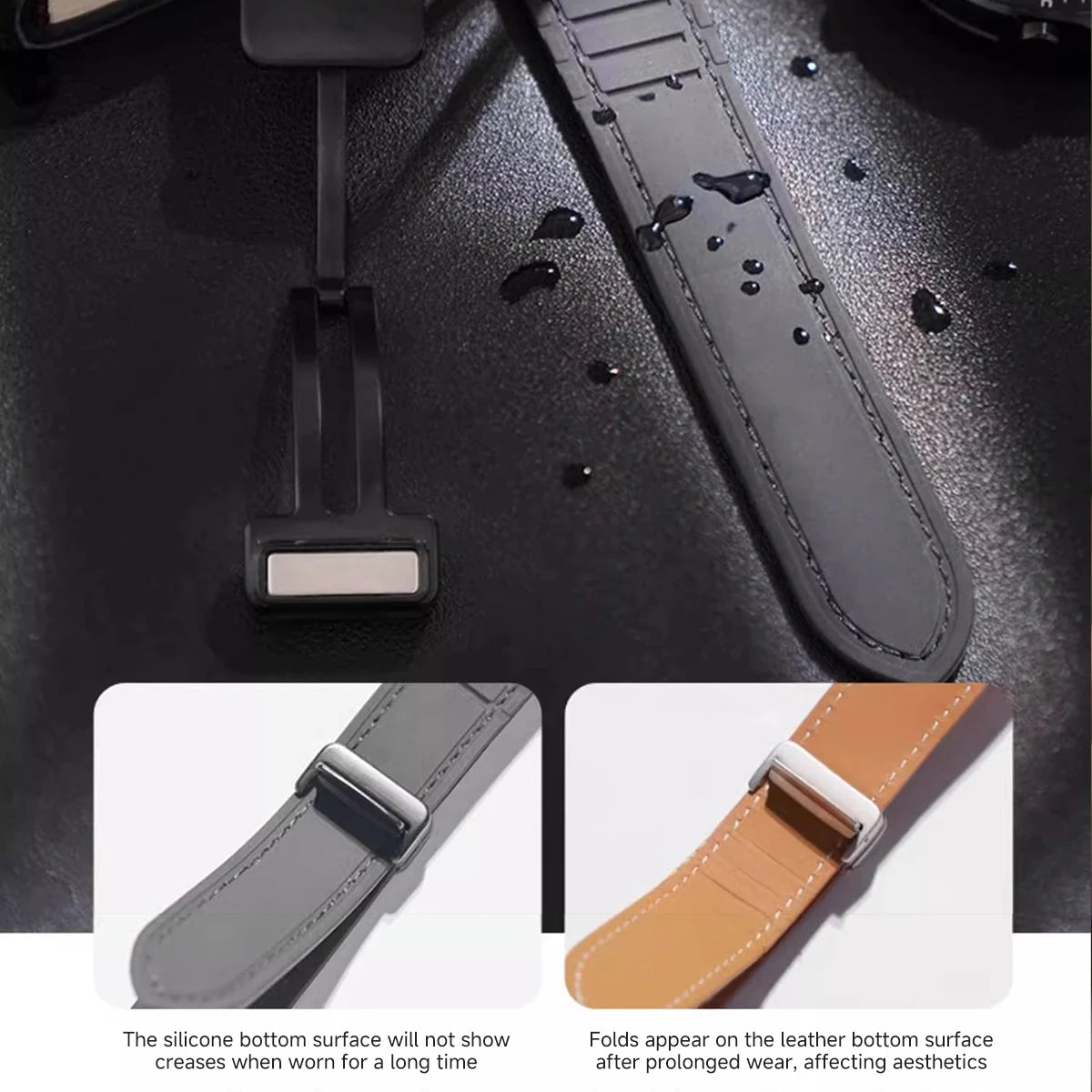 Hybrid Leather Silicone Bracelet for Samsung Galaxy Watch 8 / Galaxy Watch 8 Classic