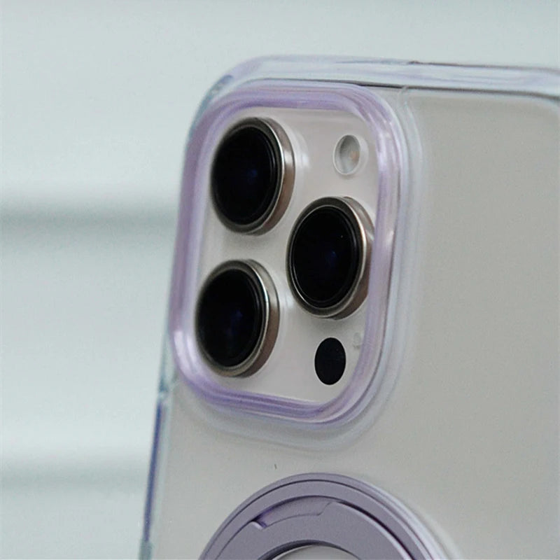 Clear MagSafe Case with 360° Rotating Kickstand for iPhone 16 Pro and iPhone 16 Pro Max