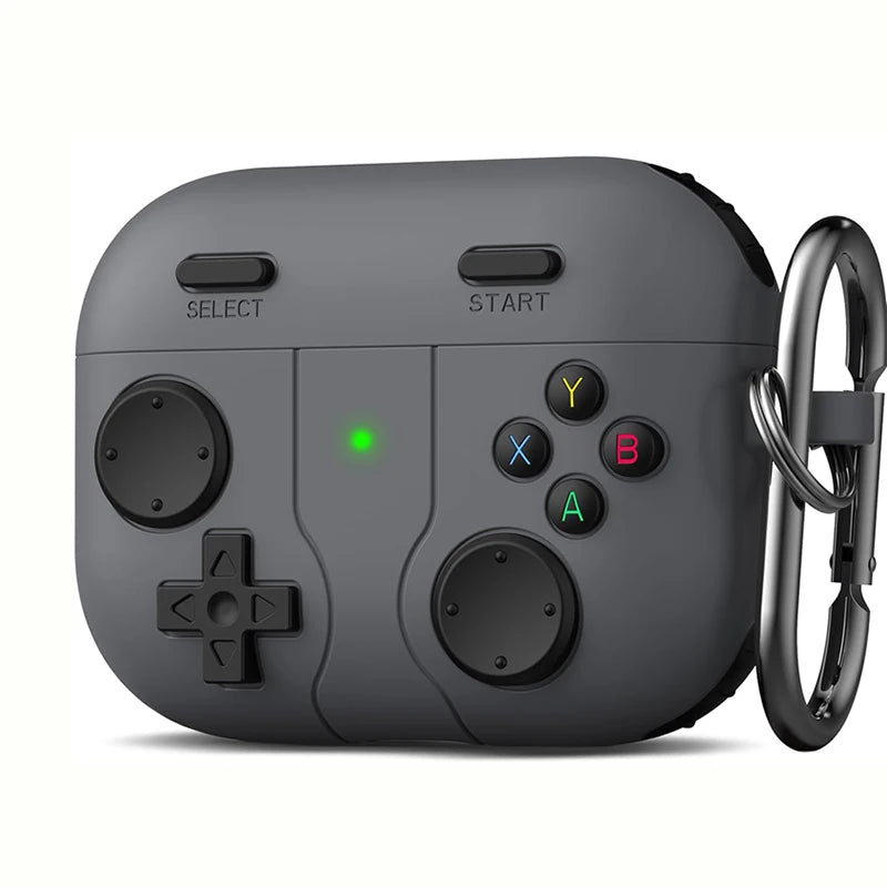 Game Controller Silicone Case with Metal Carabiner Clip for AirPods Pro 3
