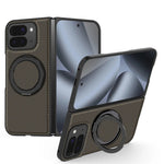 Carbon Fiber Open-Back Case with Rotating Magnetic Ring Stand for Pixel 10 Pro Fold