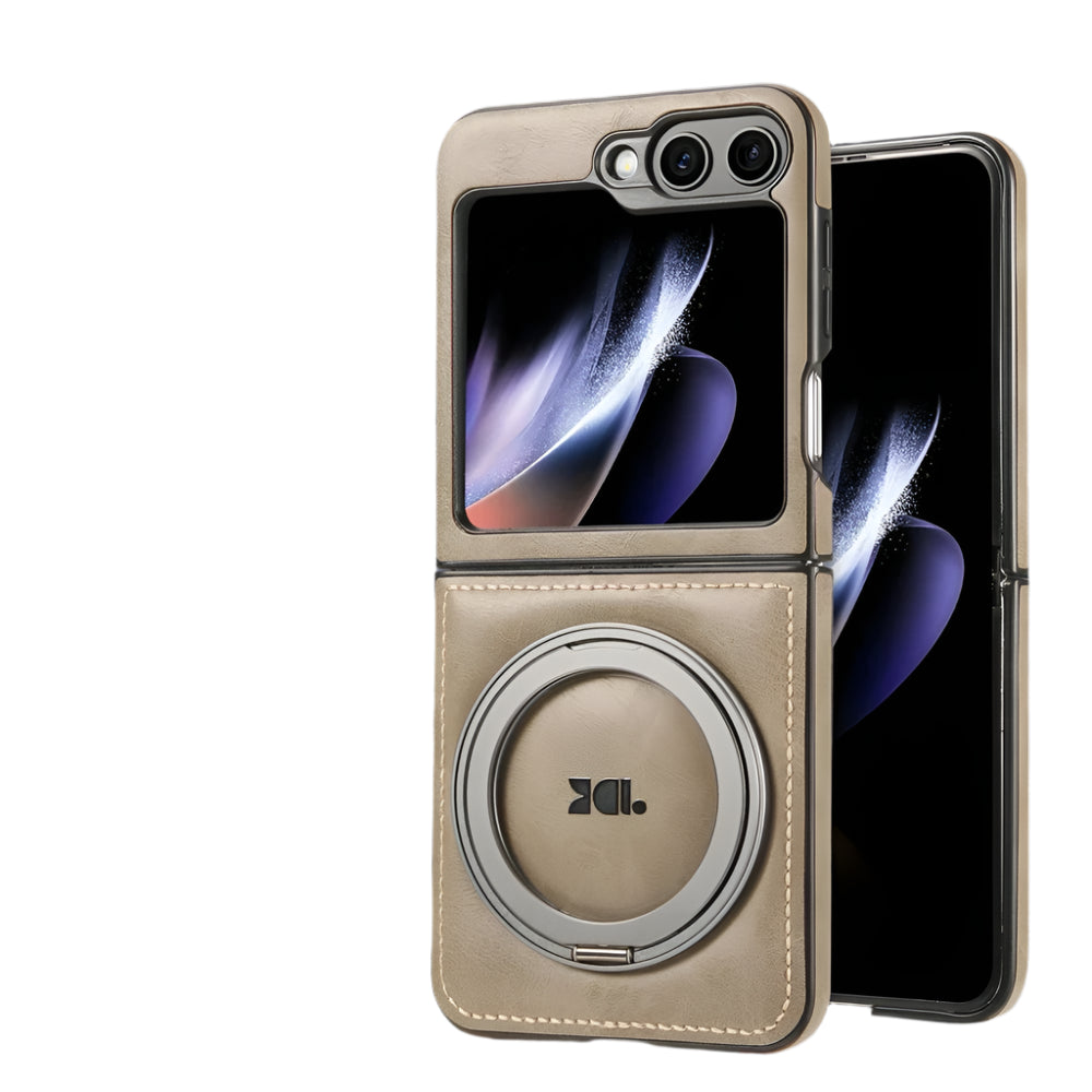 Samsung Galaxy Z Flip 6 Leather Magnetic Phone Case with Ring Holder