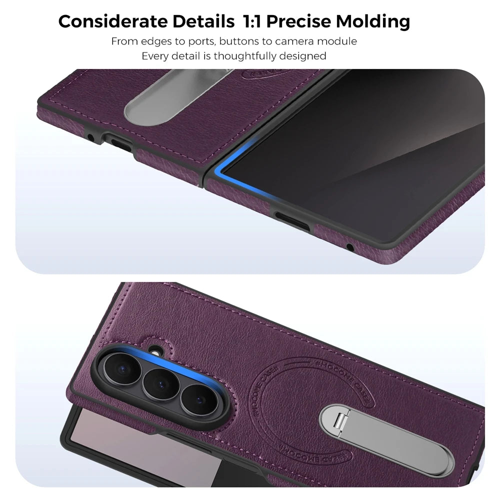 Samsung Galaxy Z Fold 6 Magnetic Leather Case with Kickstand