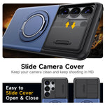 Shockproof Case with Sliding Camera Cover and Folding Ring for Samsung Galaxy S26 Series