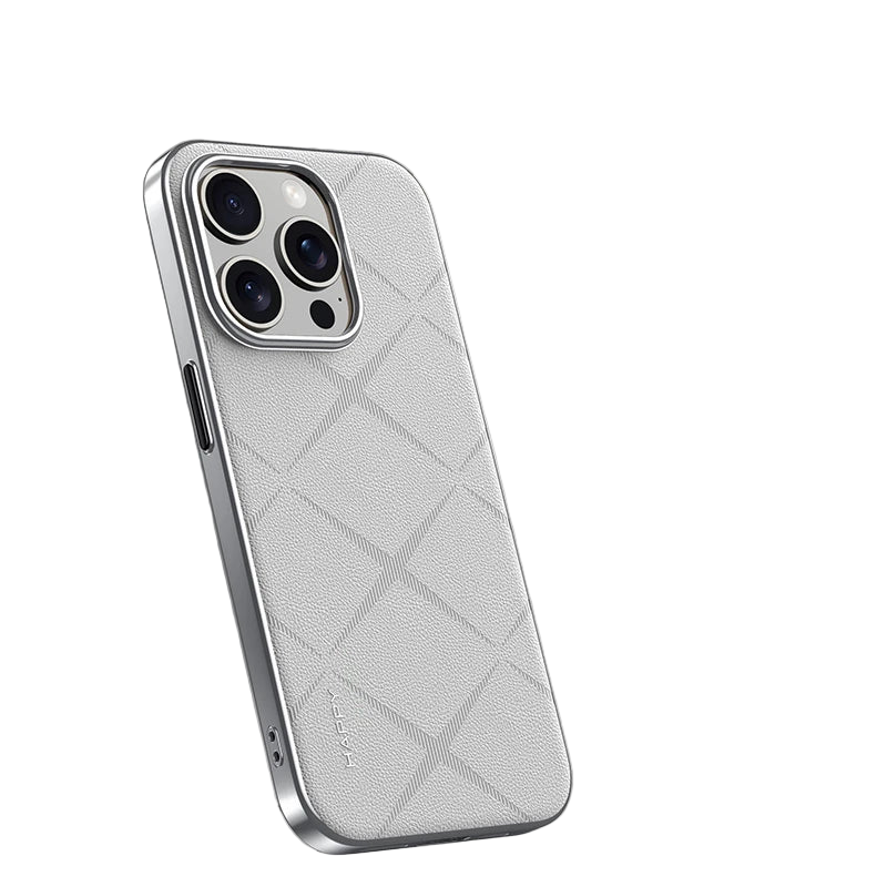 Fashion Stars Plaid Texture PU Leather Case for iPhone 15 Series