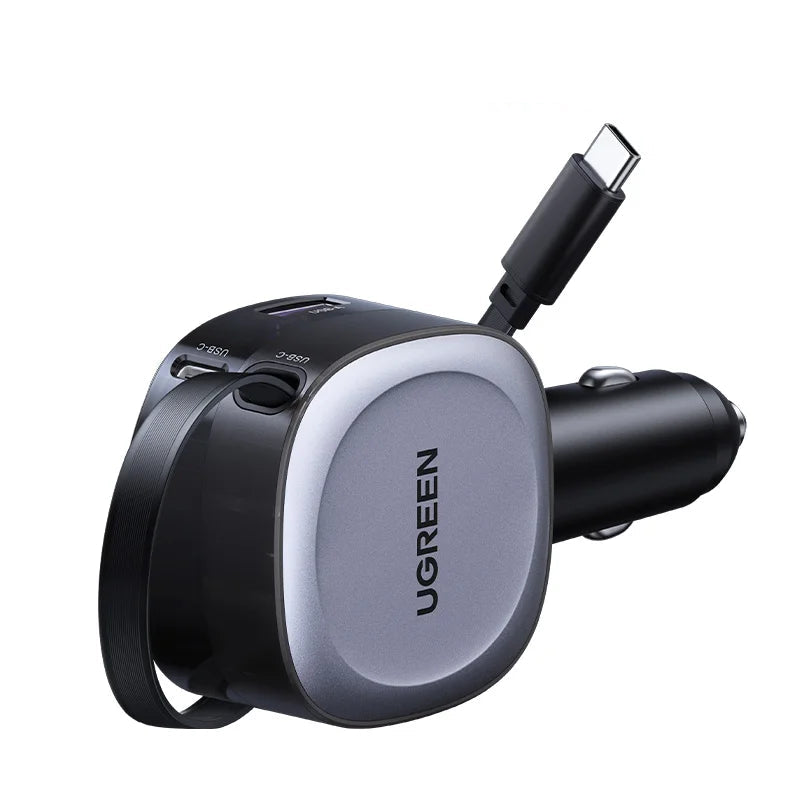 UGREEN 75W Car Charger with Retractable Cable