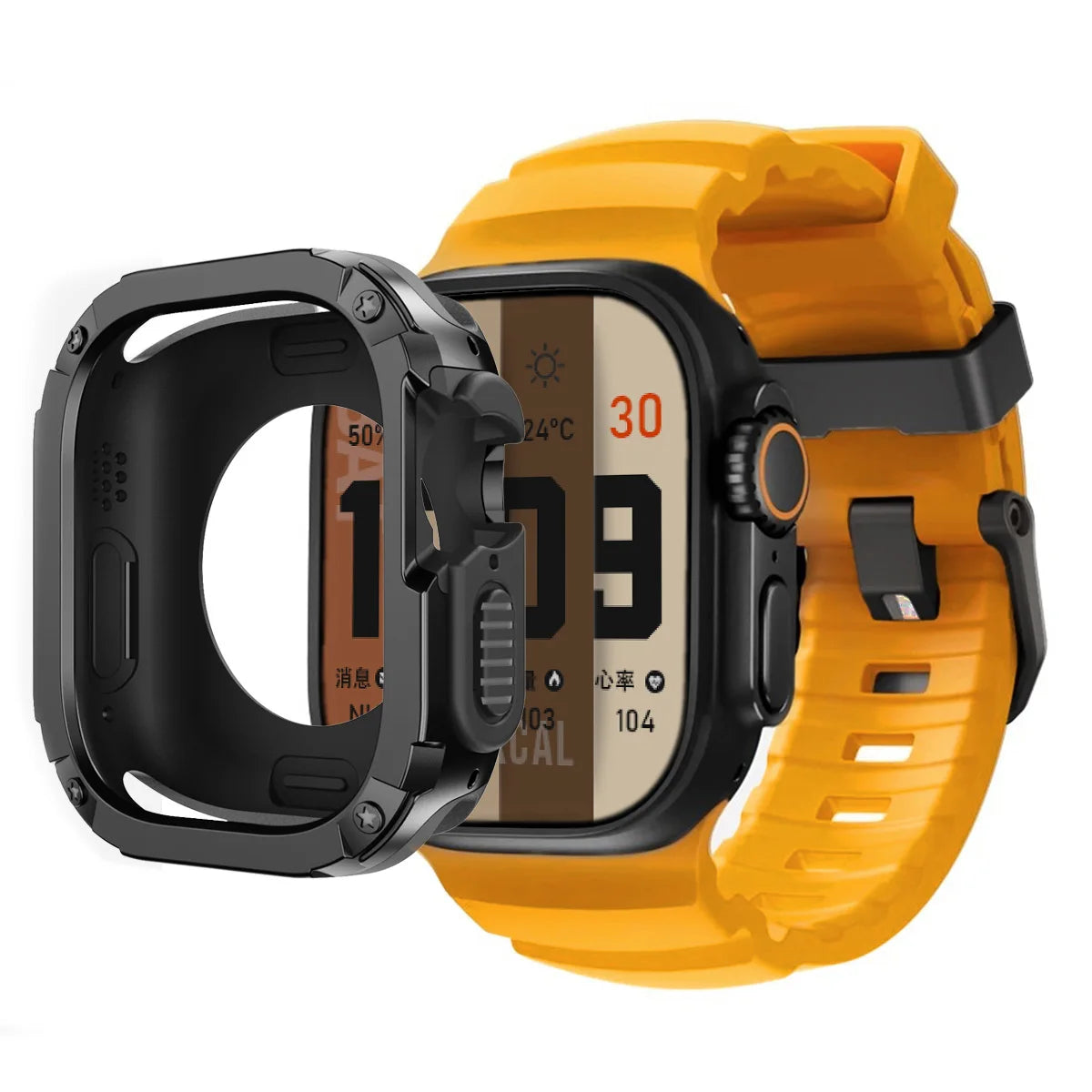 Sport Silicone Band with TPU+PC Bumper Case for Apple Watch