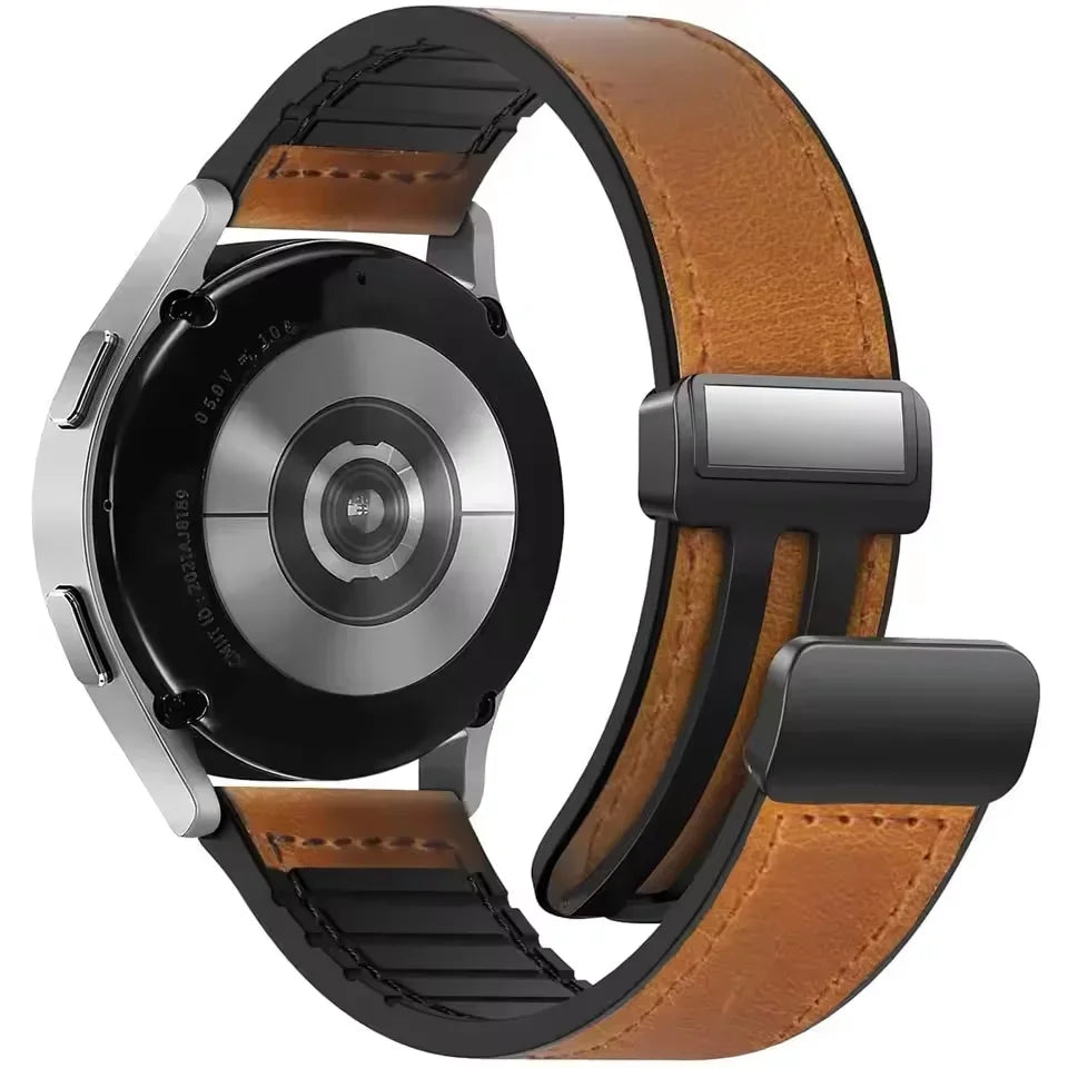 Durable Leather + Silicone Strap for Samsung Galaxy Watch 6 &  Galaxy Watch 6 Classic