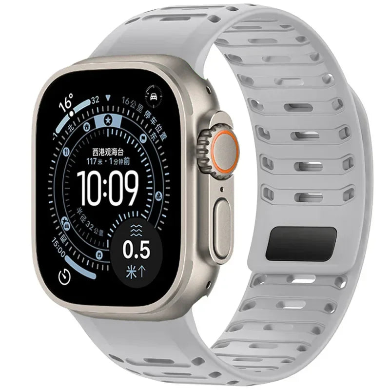 Breathable Silicone Band with Magnetic Clasp for Apple Watch