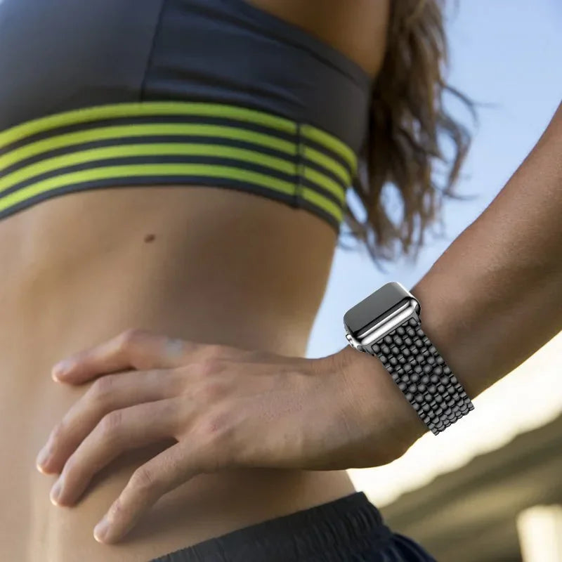 Dragon Pattern Stainless Steel Metal Strap for Apple Watch