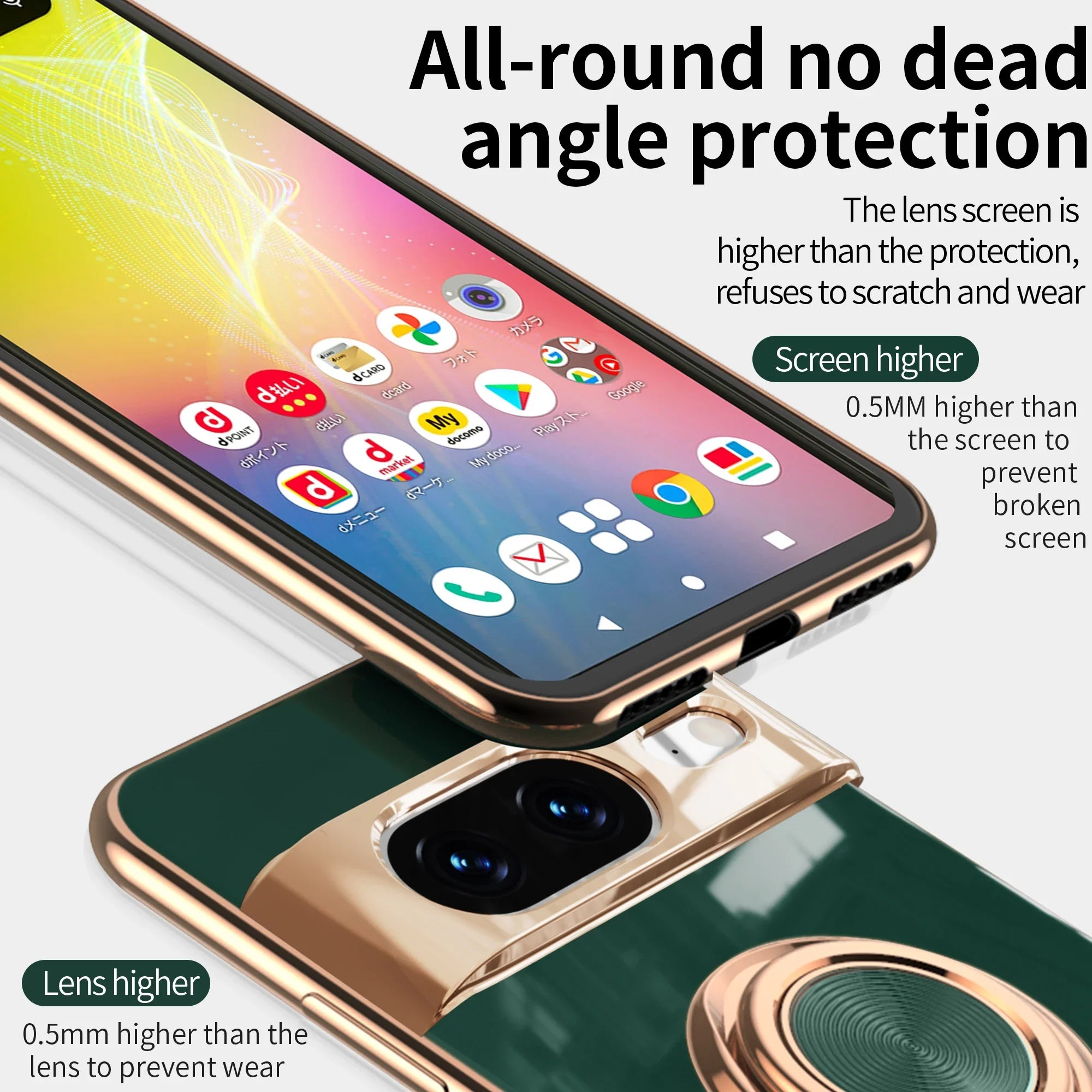 Luxury Flexible Shockproof Case with Plating Ring Holder for Google Pixel 9 Series