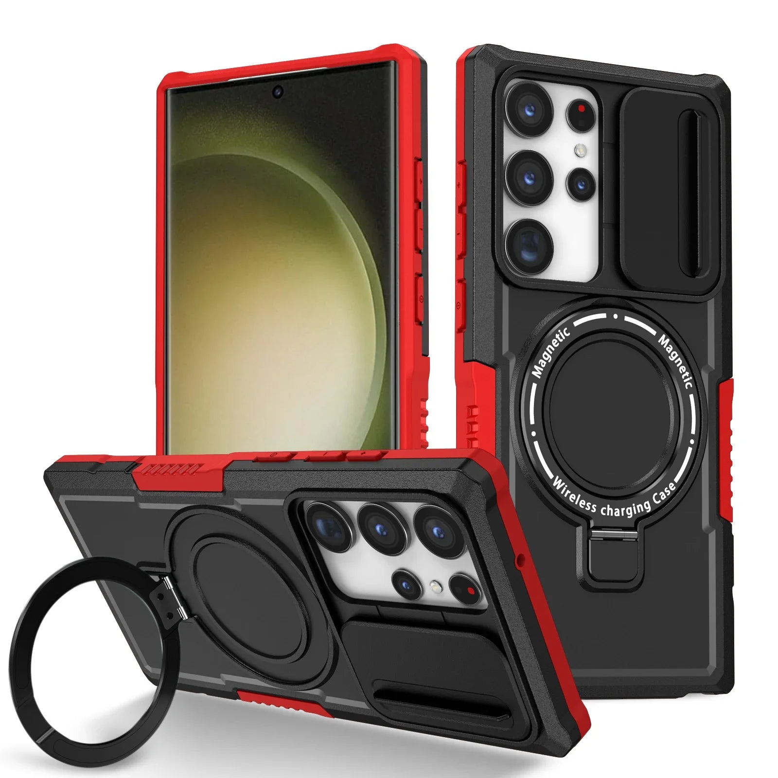 Samsung Galaxy S25 Series Magnetic Hybrid Armor Case with Ring Holder