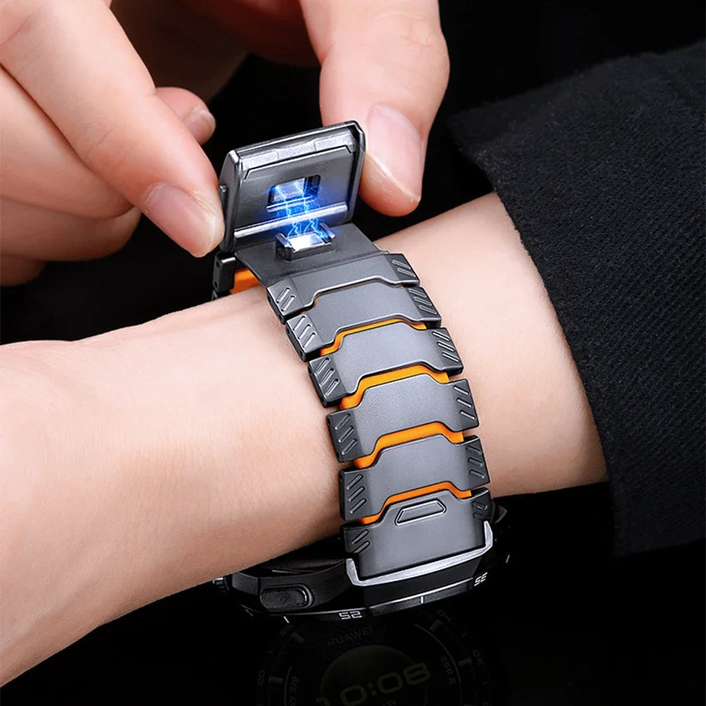 Titanium Link Bracelet Band with Magnetic Light-Up Buckle for Samsung Galaxy Watch Ultra 2