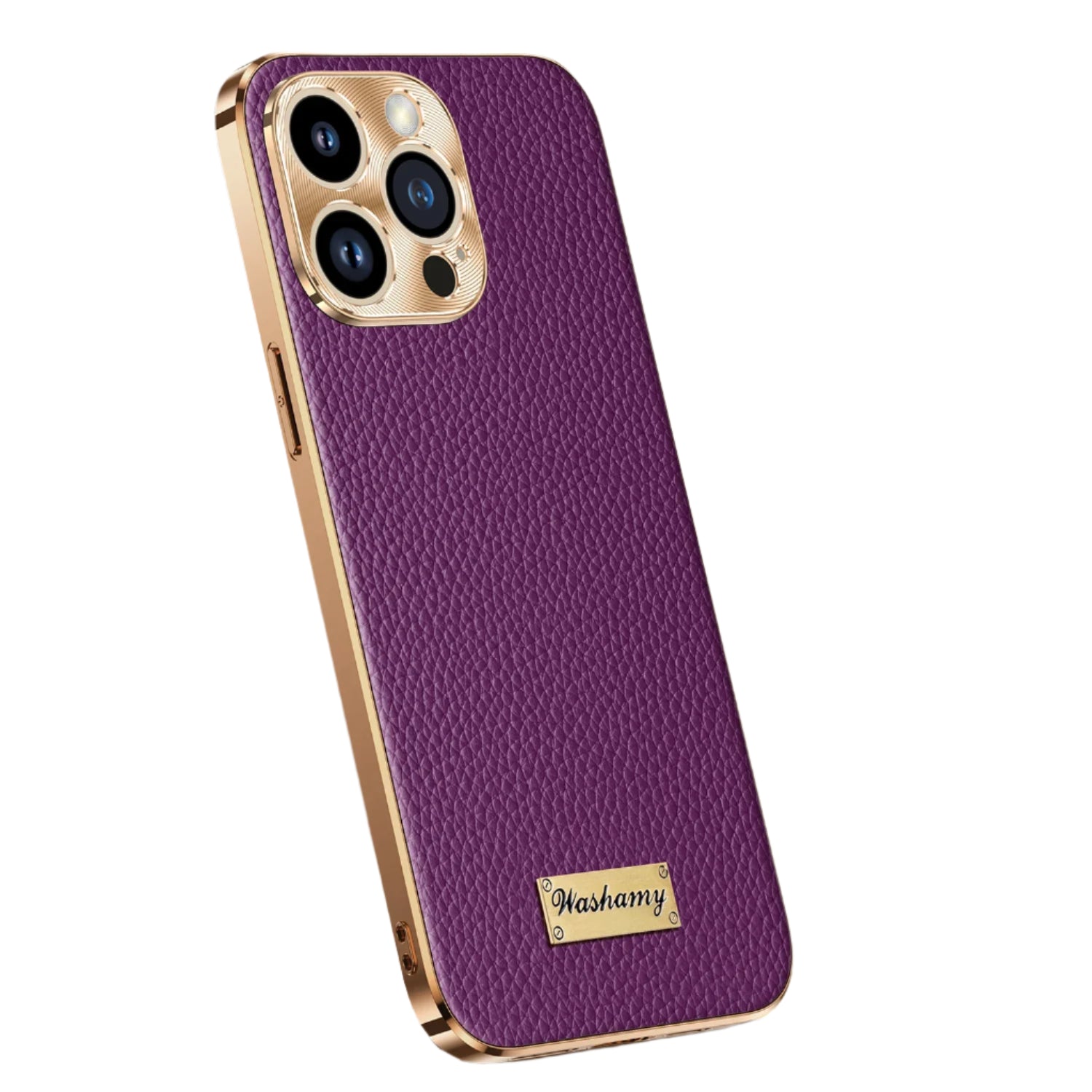 Luxury Genuine Leather Matte Case with Soft Plated Border for iPhone 16 Series