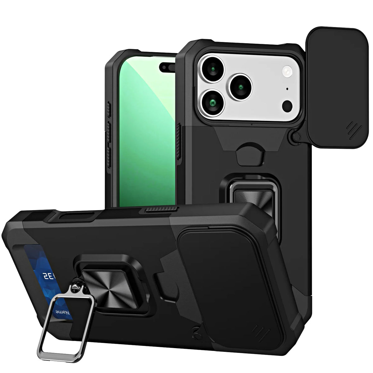 Hybrid Armor Case with 360° Rotating Ring Stand for iPhone 18 Series