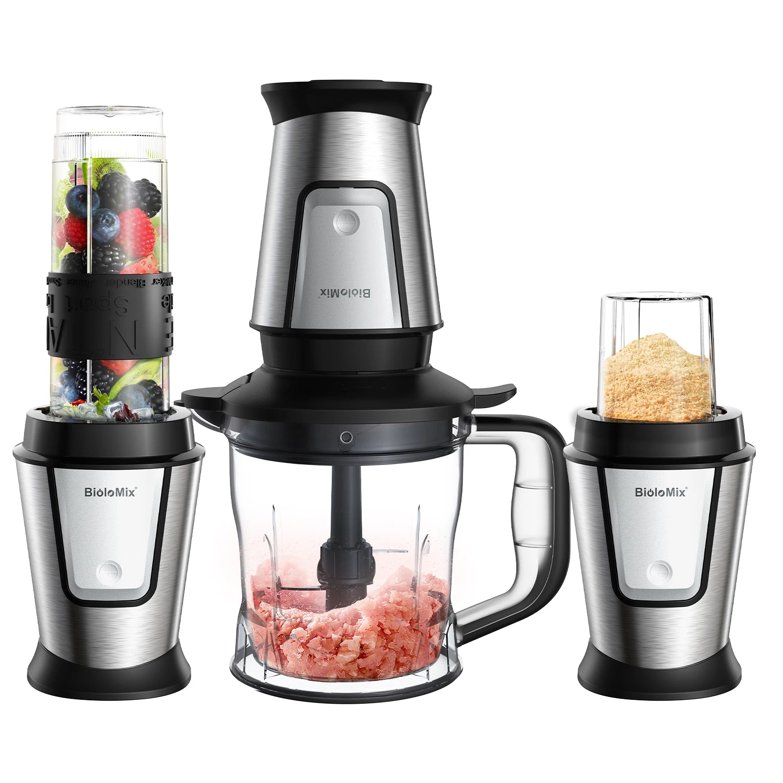 BioloMix 700W 3-in-1 Food Processor, Juicer & Blender