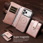 Textured Leather Detachable Wallet Case with Crossbody Strap for iPhone 18 Series