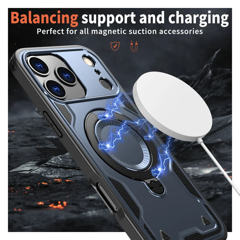 Transparent PC TPU Case with 360° Rotatable Ring Stand for iPhone 18 Series