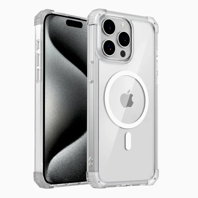 Shockproof Armor Transparent MagSafe Case for iPhone 16 Series