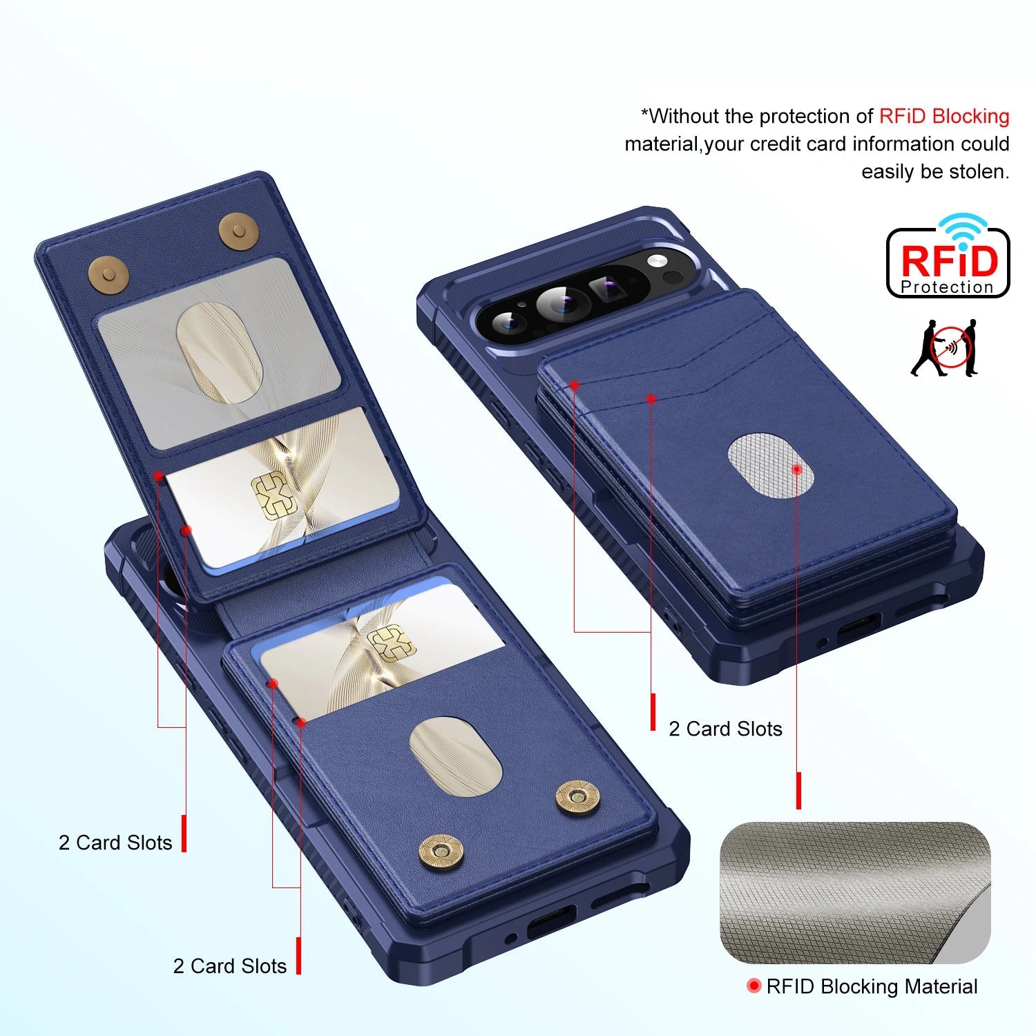 Premium Magnetic Leather Case with Detachable Card Holder for Google Pixel 9 Series