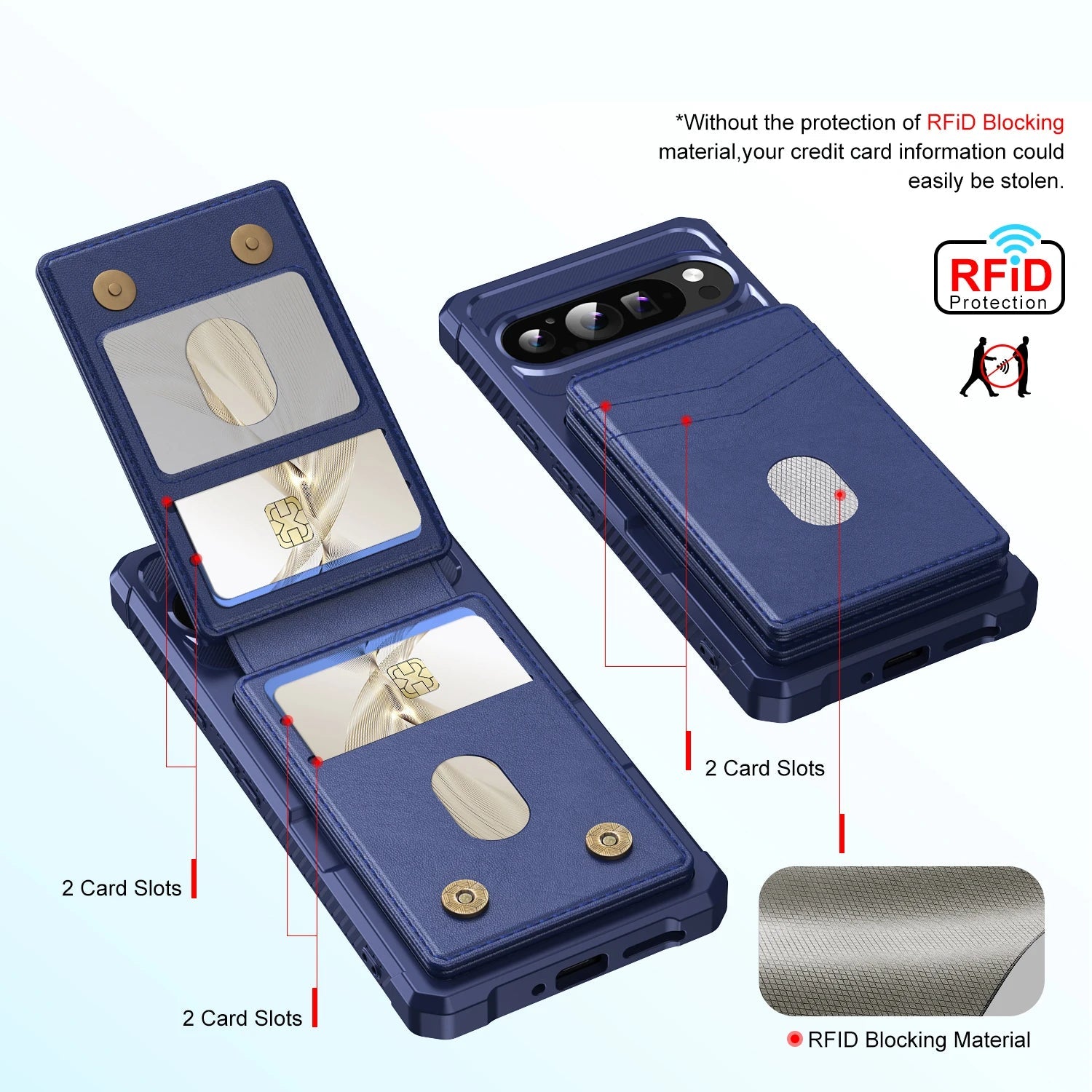 Premium Magnetic Leather Case with Detachable Card Holder for Google Pixel 10 Series
