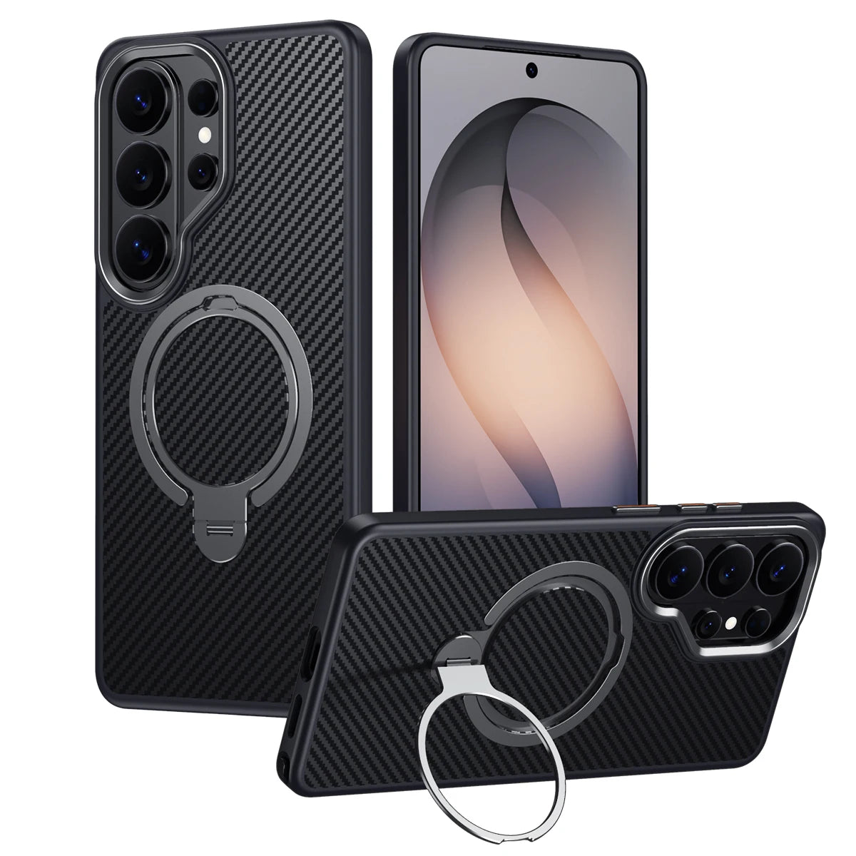 Premium Carbon Fiber Style Magnetic Case  With Kickstand for Samsung Galaxy S25 Series