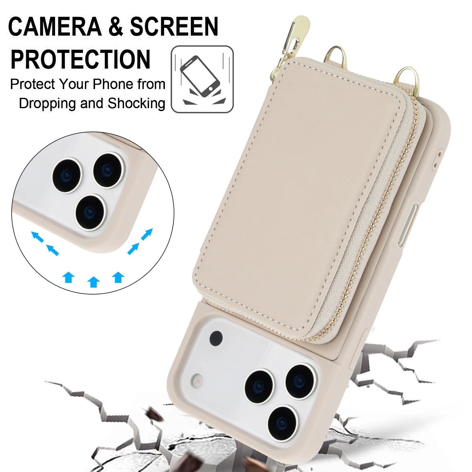 iPhone 17 Series Crossbody Leather Wallet Case