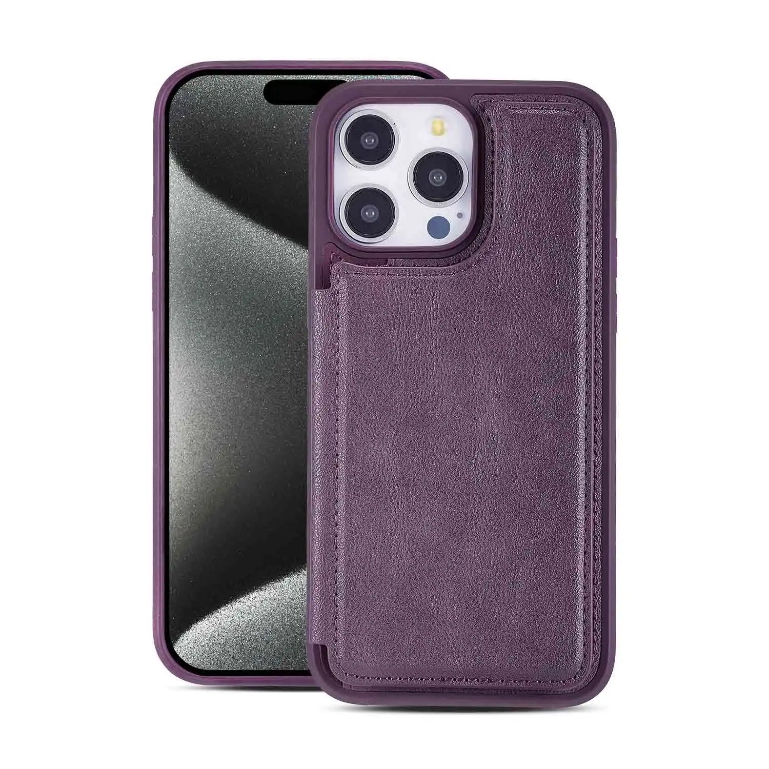 Shockproof Slim Case with Card Slot & Stand for iPhone 15 Series