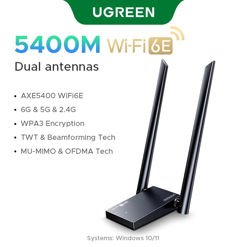 UGREEN AXE5400 WiFi 6E Tri-Band USB Adapter