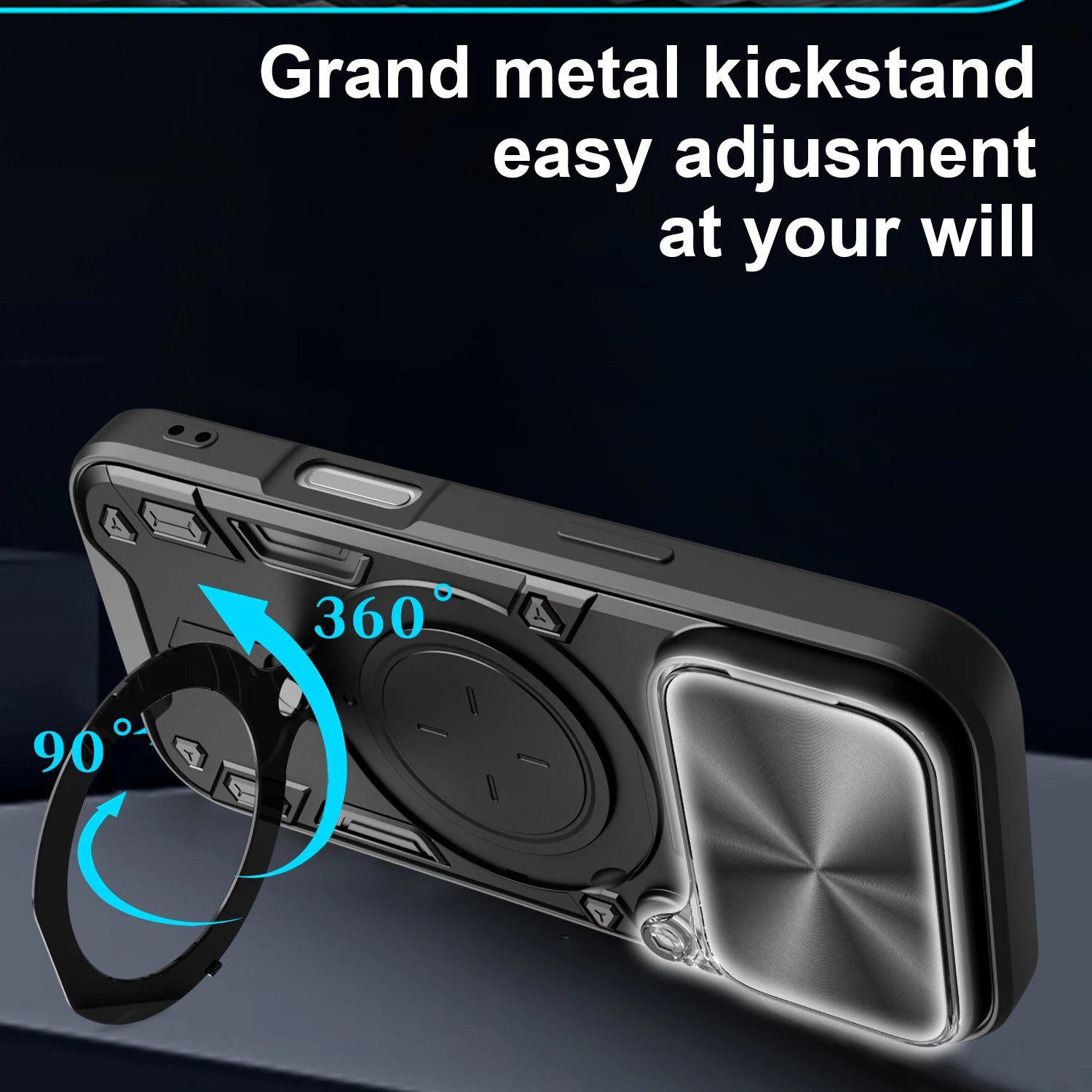 Rugged MagSafe Case with Rotating Ring Holder and Lens Cover for iPhone 17 Series