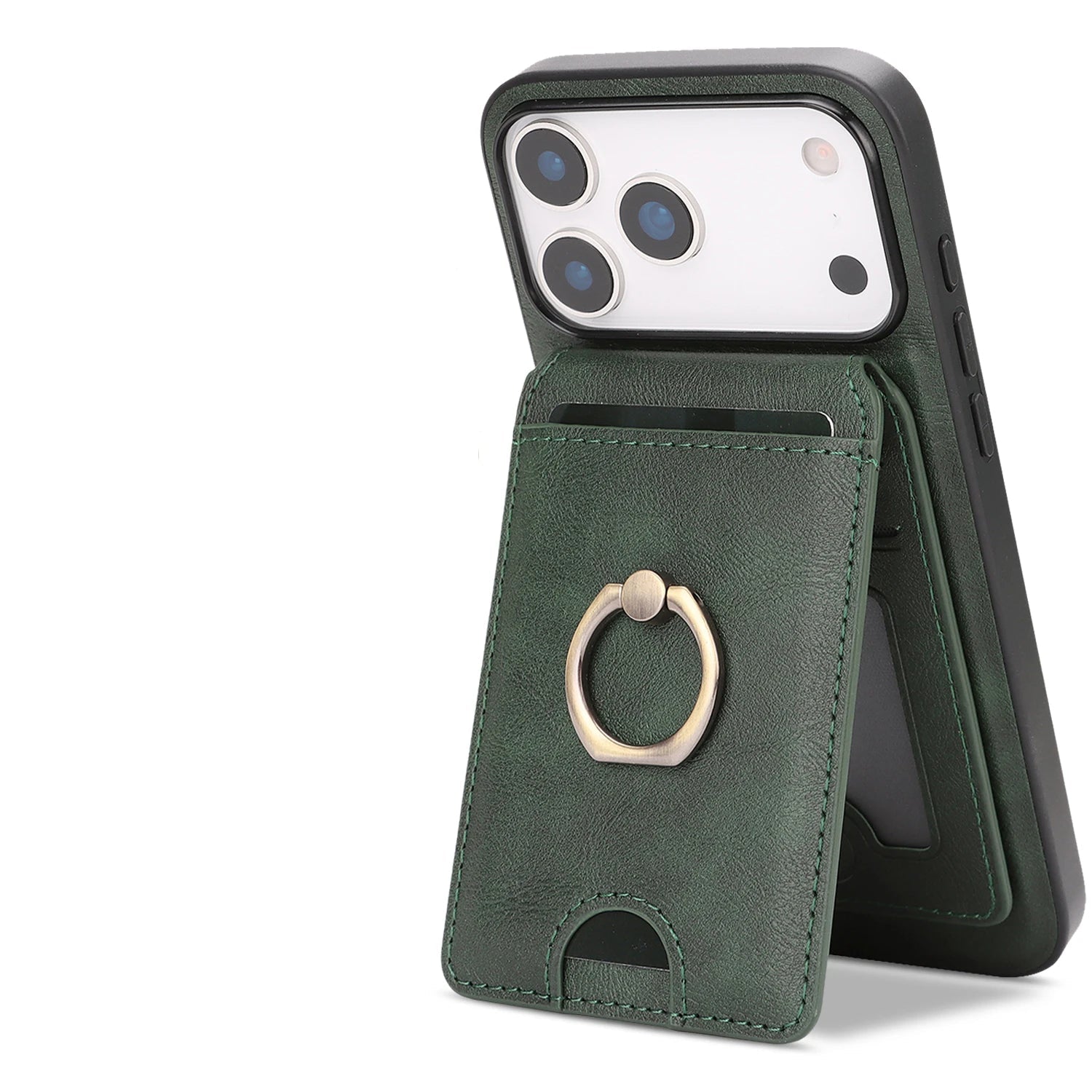 MagSafe Compatible Leather Case with Removable Vertical Card Slot for iPhone 17 Series