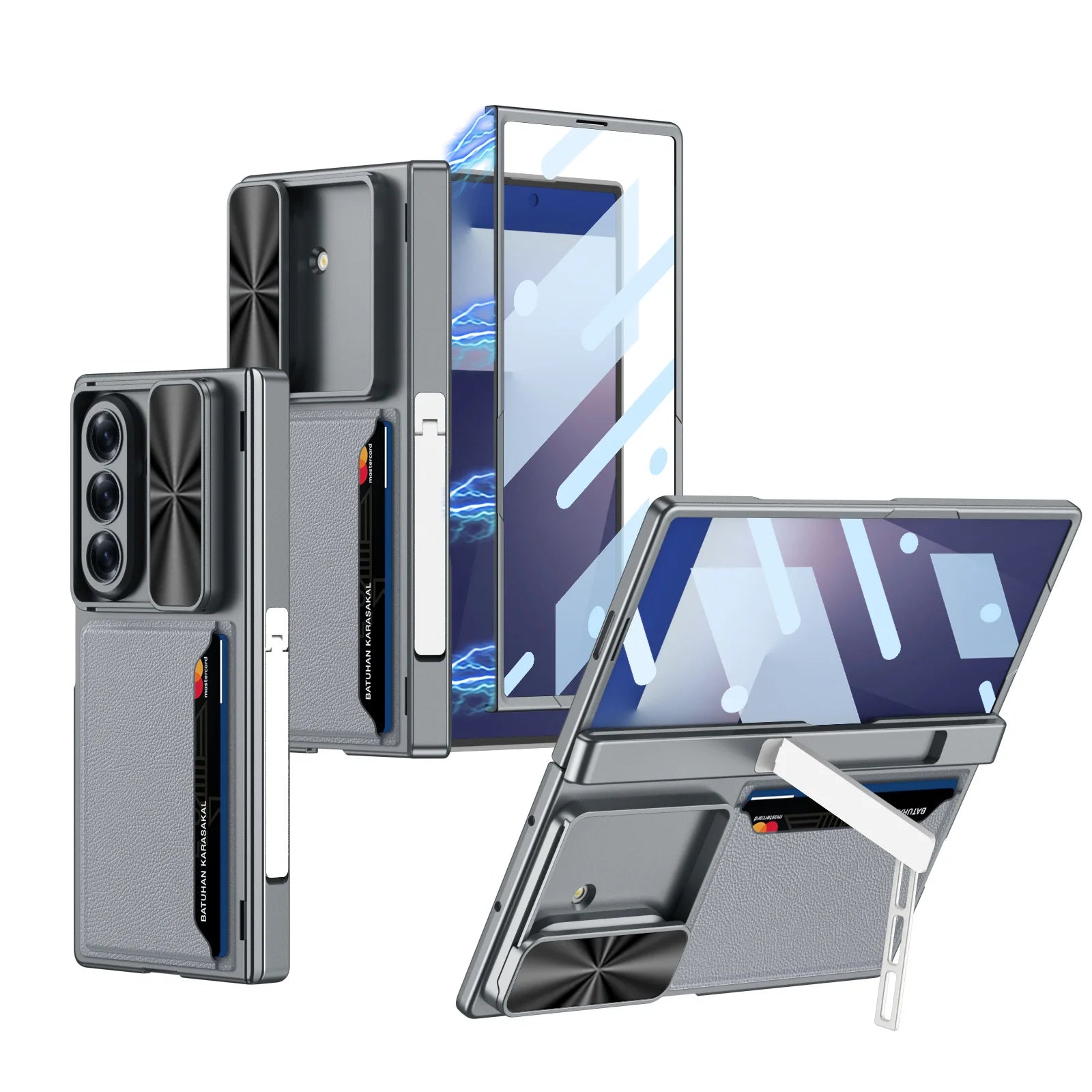 Shockproof Samsung Galaxy Z Fold 7 Case with Sliding Lens Cover & Folding Stand