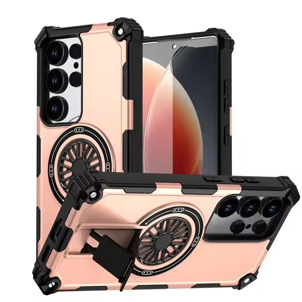 Shockproof Armor MagSafe Case with Invisible Fold Stand for Samsung Galaxy S25 Edge