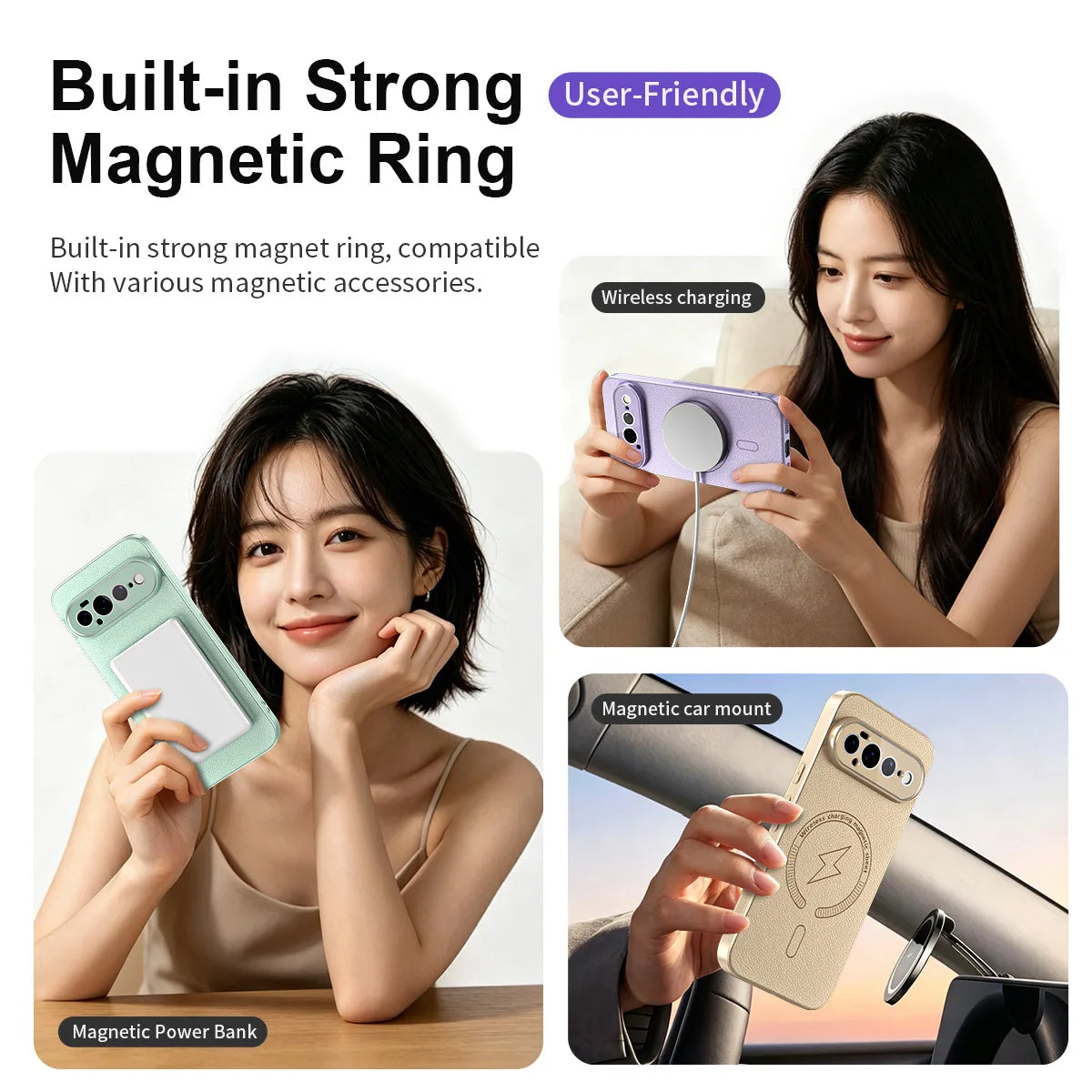 Luxury Lychee Leather Magnetic Case for Google Pixel 11 Series