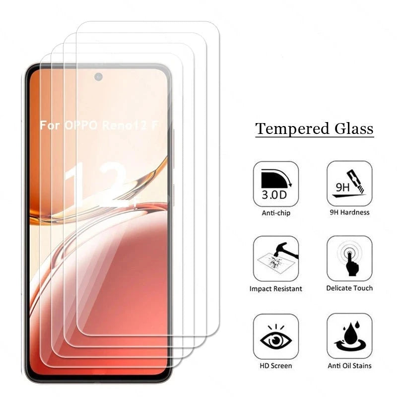 HD Tempered Glass Screen Protector + 9D Camera Lens Protector Film for OPPO Reno12 F