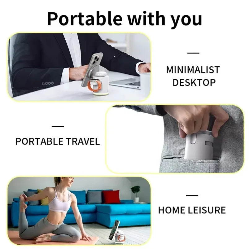 VIKEFON 3-in-1 Magnetic Qi2 Wireless Charging Station with Night Light