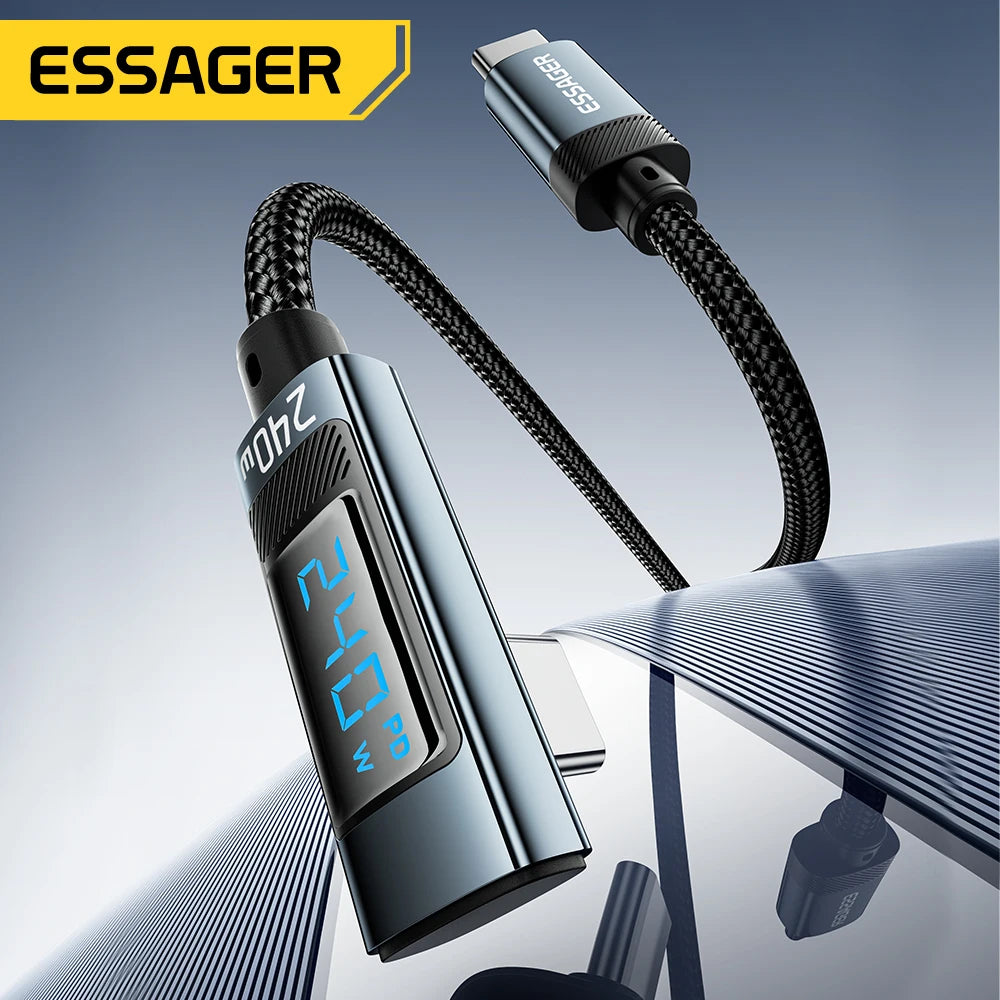 Essager 240W USB-C to USB-C Fast Charging Cable With 90° Angle Design