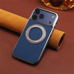 Anti-Fingerprint Lychee Leather MagSafe Case with Metal Ring for iPhone 17 Pro & iPhone 17 Pro Max
