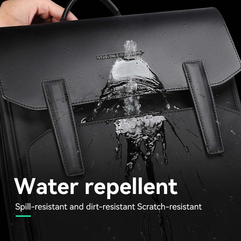 Waterproof Leather Laptop Backpack