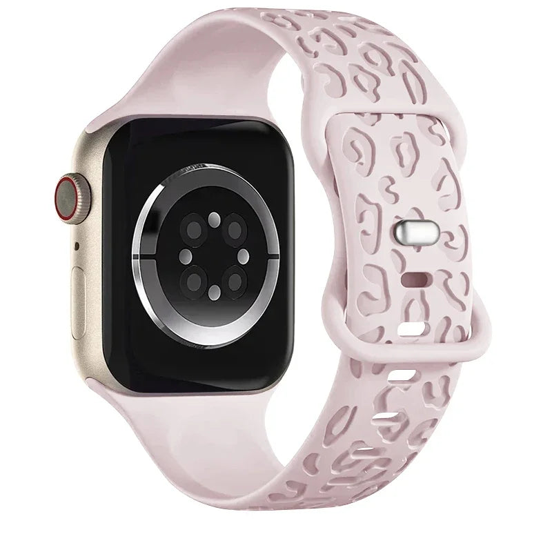 Leopard Pattern Engraved Silicone Sport Band for Apple Watch