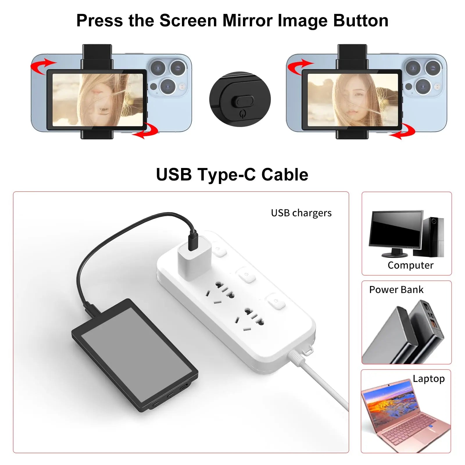 Kingma Vlog Selfie Phone Monitor Screen with Rear Camera for Selfies