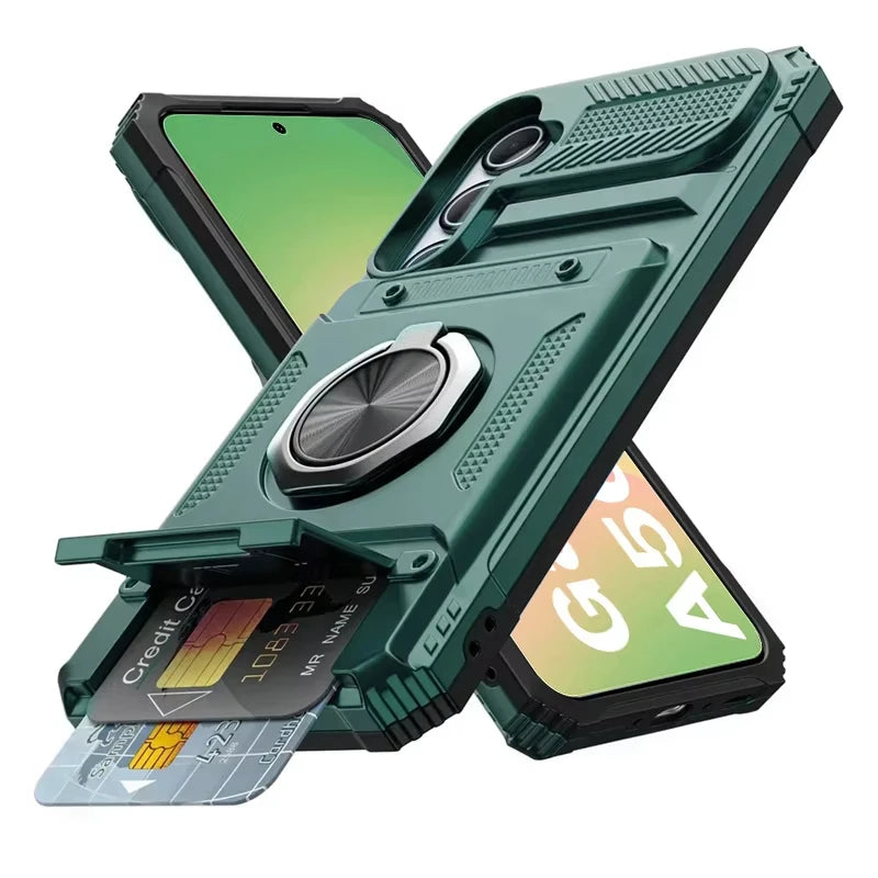 Samsung Galaxy A56 Shockproof Case with Magnetic Rotating Ring Stand & Wallet Cover