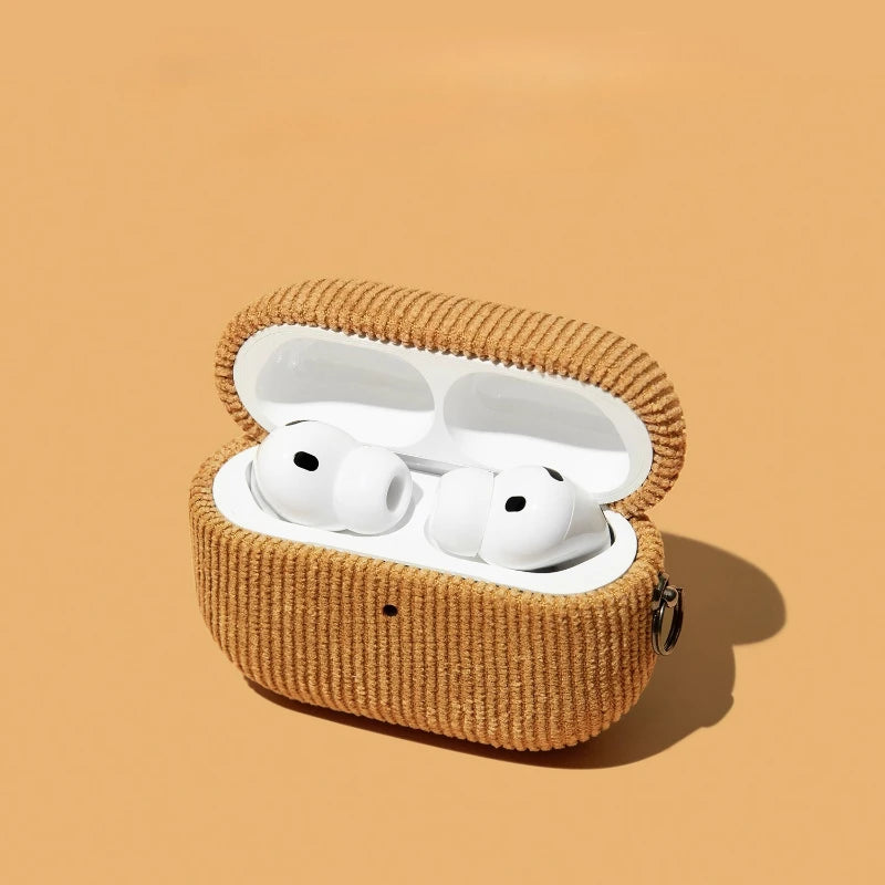 Soft Corduroy Case with Detachable Metal Carabiner for AirPods Pro 3